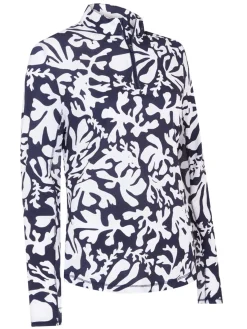 Women Callaway Women's Abstract Floral Sun Protection Top - Peacoat