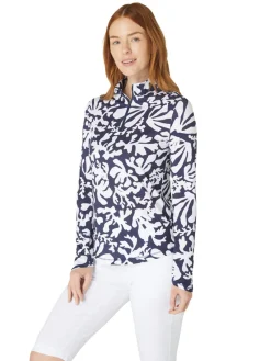 Women Callaway Women's Abstract Floral Sun Protection Top - Peacoat