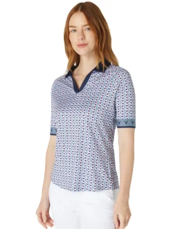 Women Callaway Women's Chev Geo Half Sleeve Polo - Flint Stone