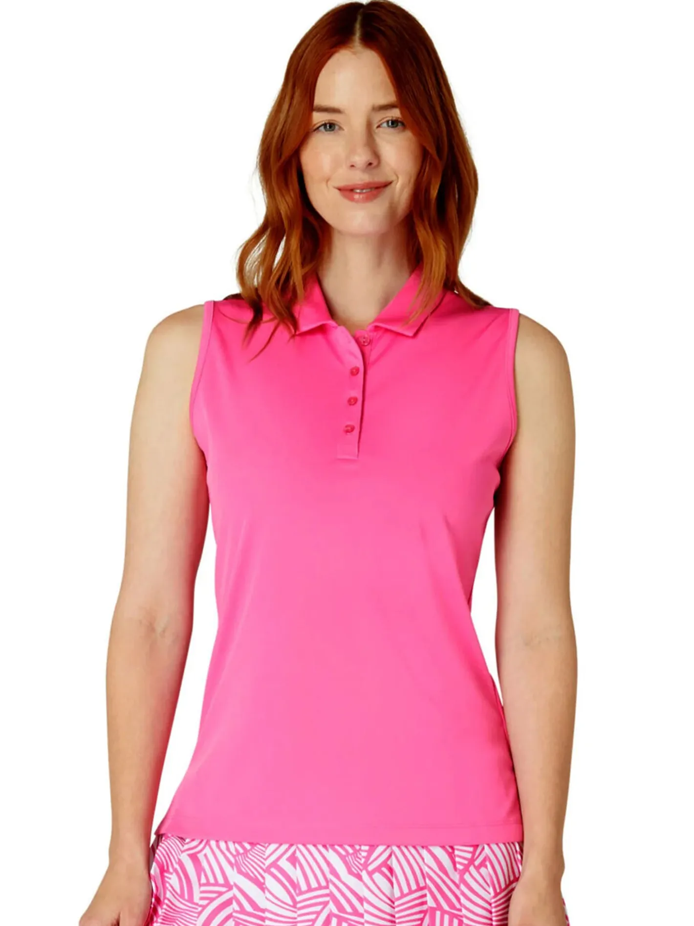 Women Callaway Women's Tournament Sleeveless Polo - Cheeky Pink