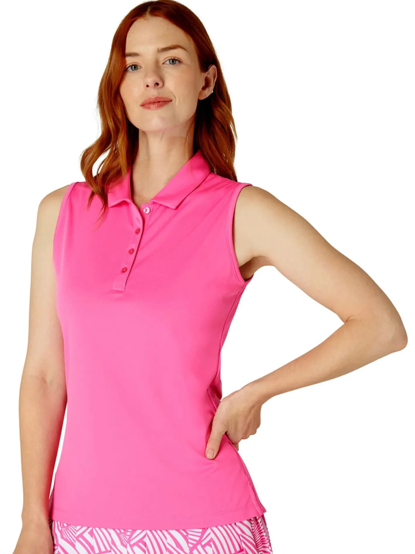 Women Callaway Women's Tournament Sleeveless Polo - Cheeky Pink