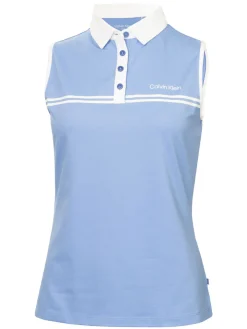 Women Calvin Klein Womens Bellevue Sleeveless Polo Shirt - Cornflower Blue