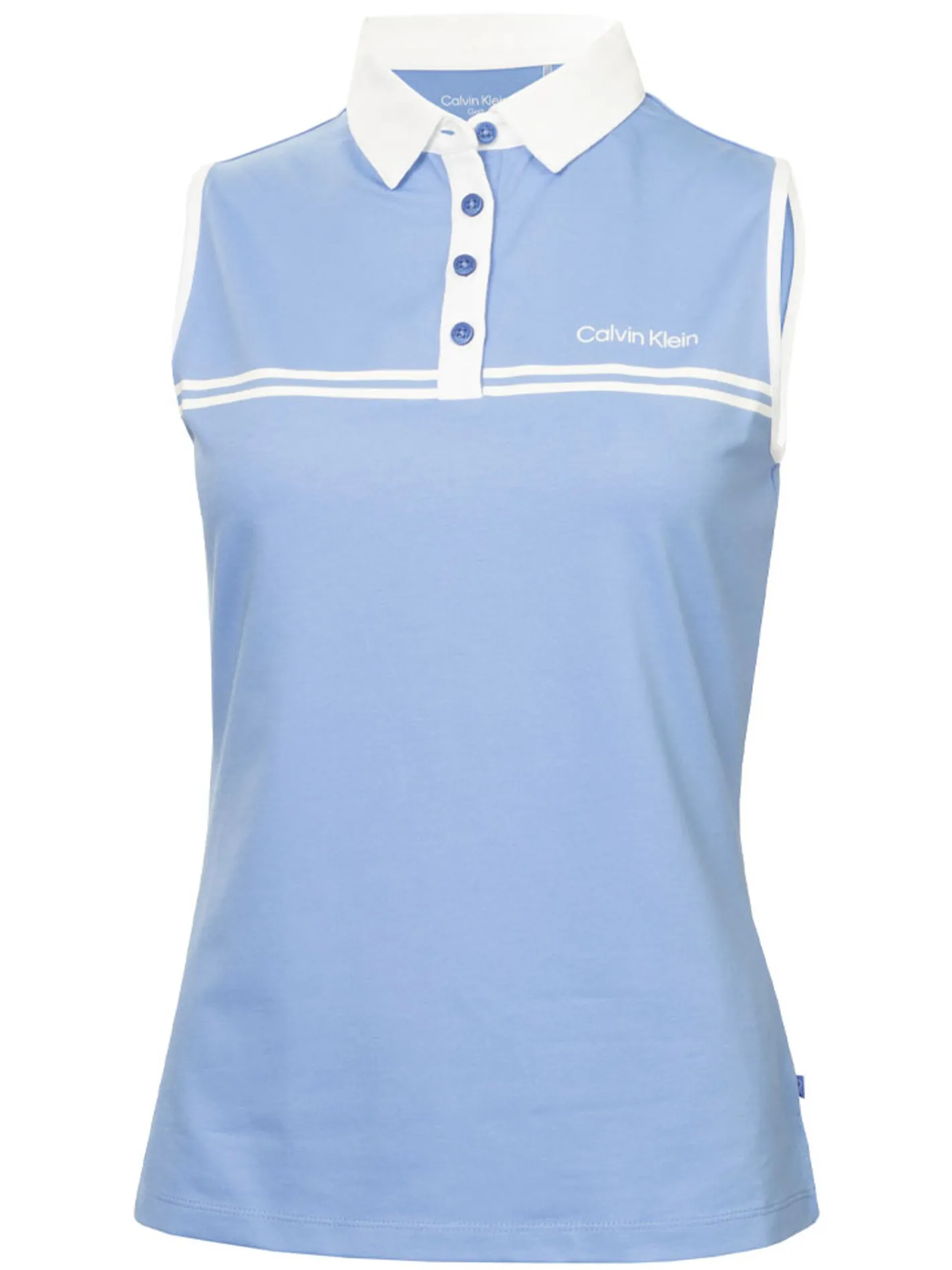 Women Calvin Klein Womens Bellevue Sleeveless Polo Shirt - Cornflower Blue