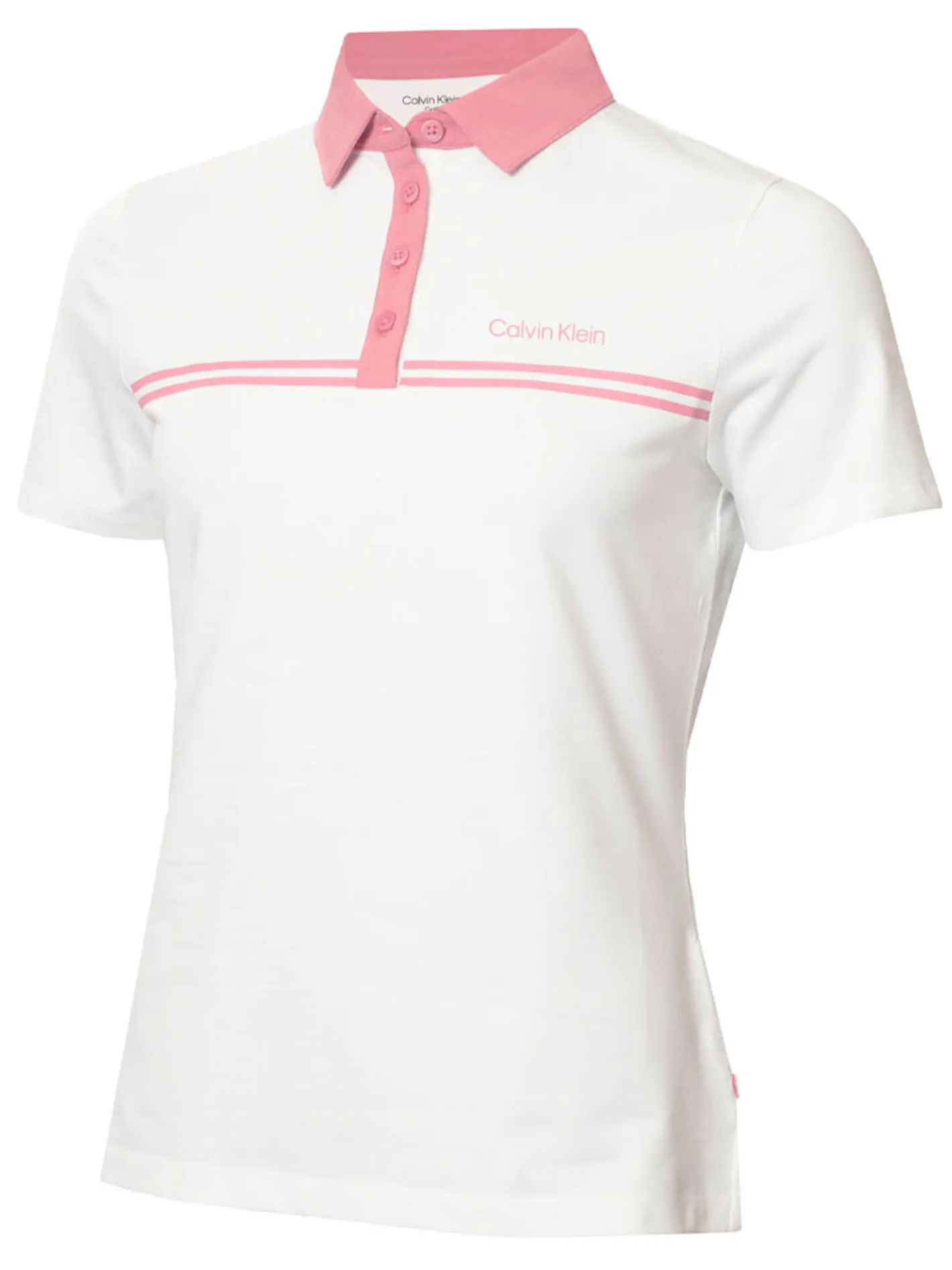 Women Calvin Klein Womens Bellevue Polo Shirt - White/Powder Pink