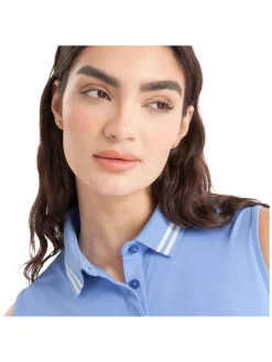 Women Calvin Klein Womens Brightmeadow Sleeveless Polo Shirt - Cornflower Blue
