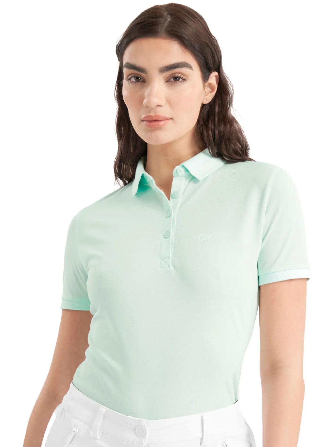 Women Calvin Klein Womens Brightmeadow Polo Shirt - Light Jade