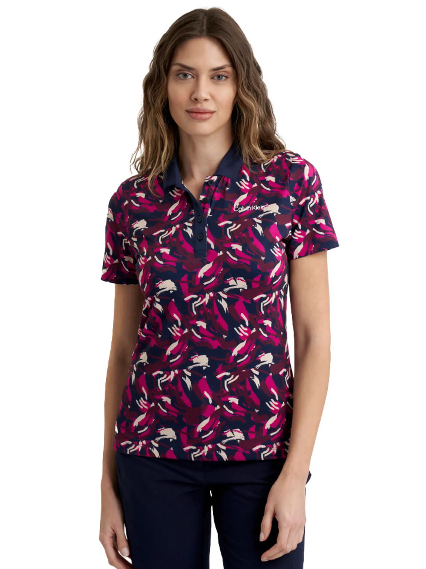 Women Calvin Klein Womens Brushstroke Printed Polo - Brushstroke Print