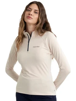 Women Calvin Klein Womens Dakota Quarter Zip Top - Tapioca
