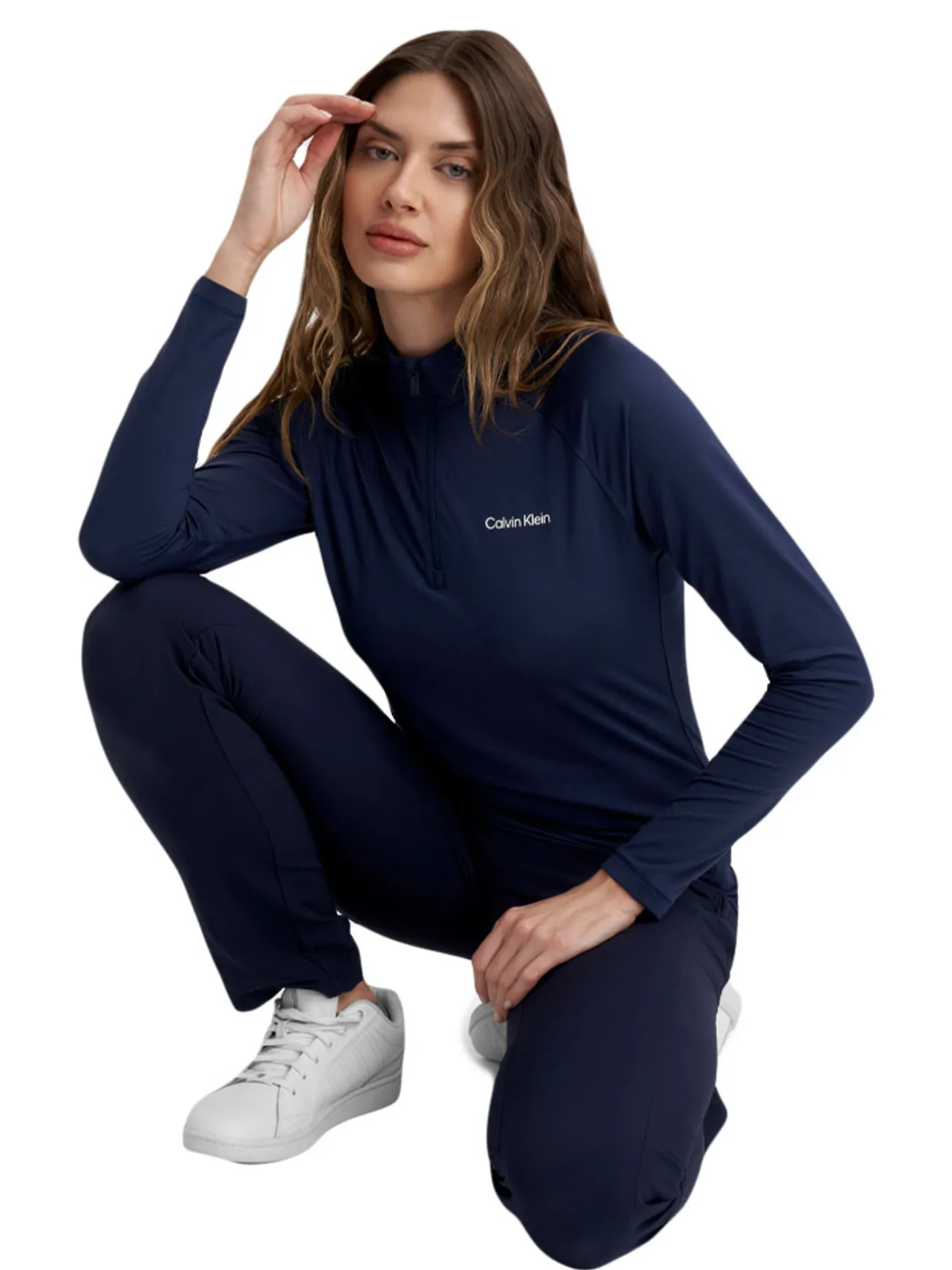 Women Calvin Klein Womens Dakota Quarter Zip Top - Navy