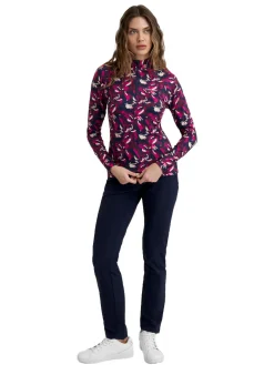 Women Calvin Klein Womens Dakota Quarter Zip Top - Brushstroke Print