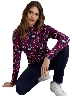 Women Calvin Klein Womens Dakota Quarter Zip Top - Brushstroke Print