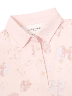 Women Calvin Klein Womens Harmony Printed Sleeveless Polo Shirt - Shell Pink
