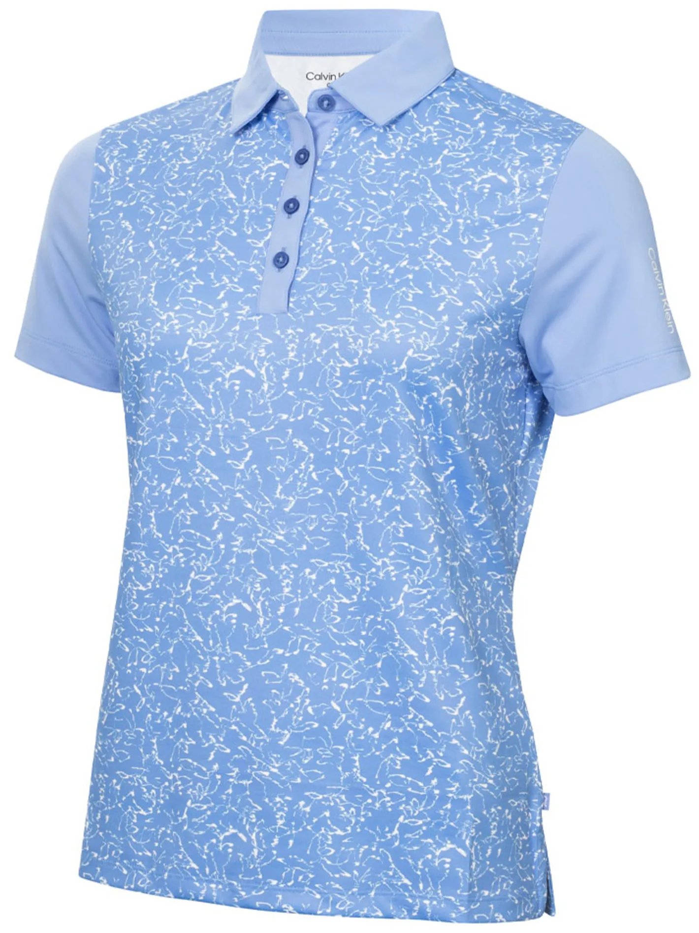 Women Calvin Klein Womens Harmony Printed Polo Shirt - Cornflower Blue