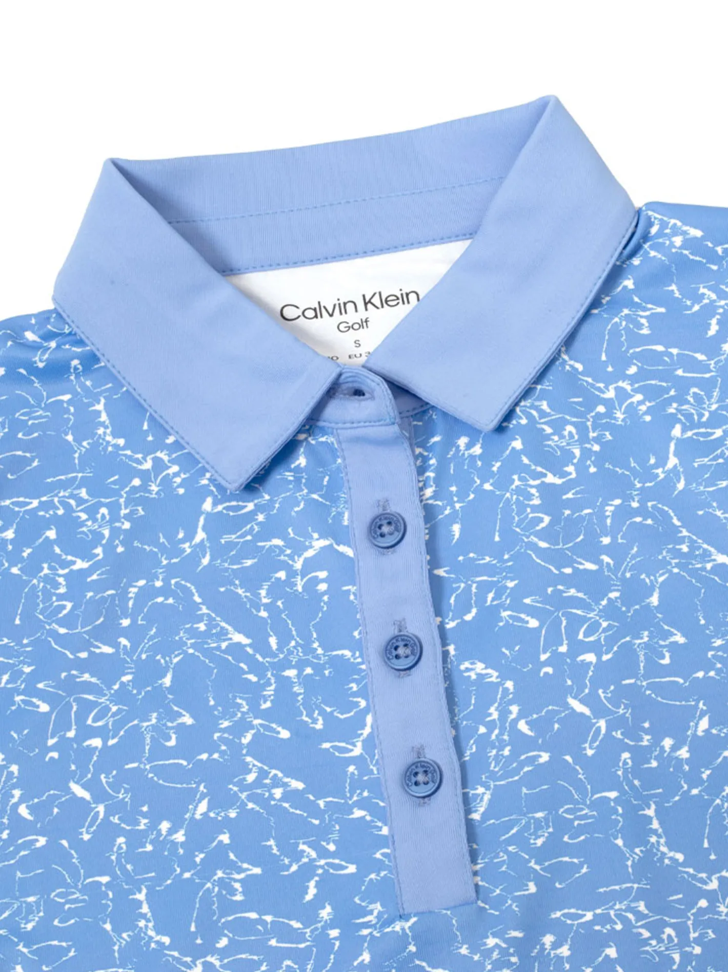 Women Calvin Klein Womens Harmony Printed Polo Shirt - Cornflower Blue
