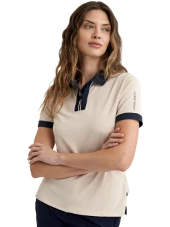Women Calvin Klein Womens Layla Short Sleeve Polo - Tapioca
