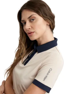 Women Calvin Klein Womens Layla Short Sleeve Polo - Tapioca