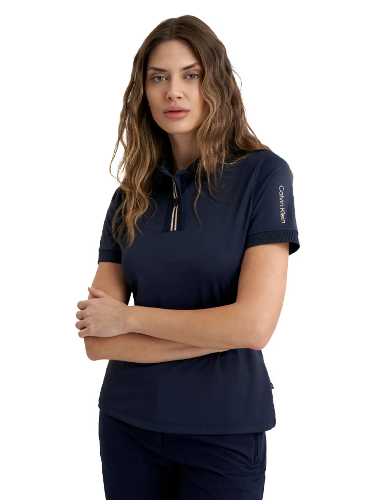 Women Calvin Klein Womens Layla Short Sleeve Polo - Navy