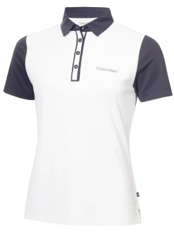 Women Calvin Klein Womens Leigh Polo Shirt - White/Navy