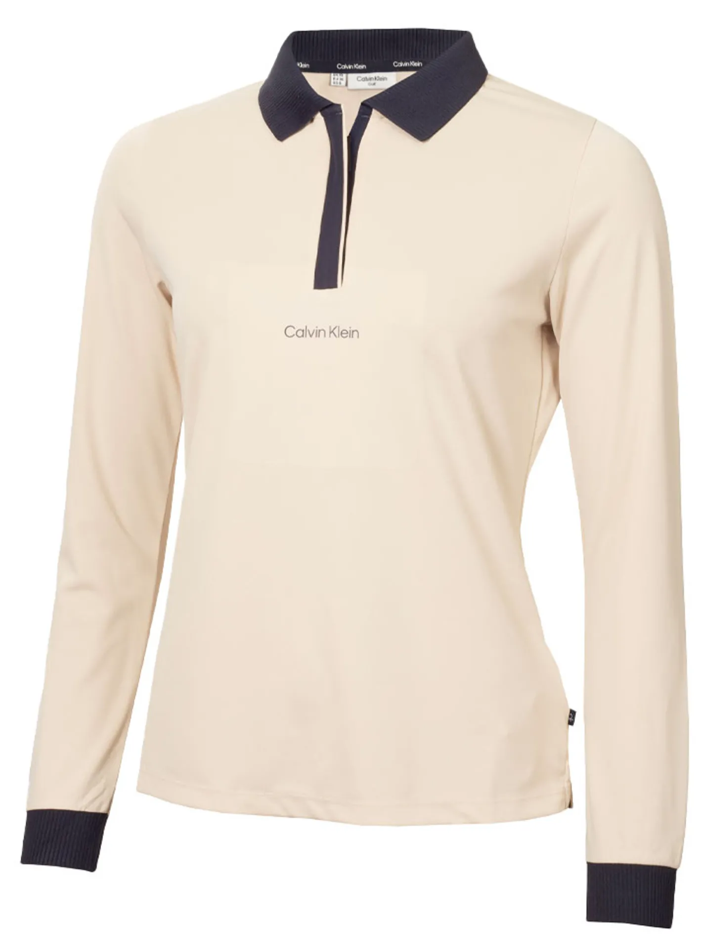 Women Calvin Klein Womens Mila Long Sleeve Polo - Tapioca