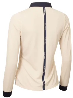 Women Calvin Klein Womens Mila Long Sleeve Polo - Tapioca