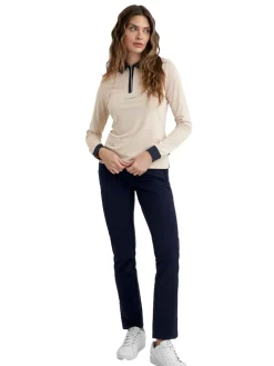 Women Calvin Klein Womens Mila Long Sleeve Polo - Tapioca