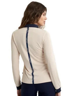 Women Calvin Klein Womens Mila Long Sleeve Polo - Tapioca