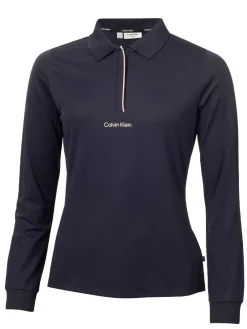 Women Calvin Klein Womens Mila Long Sleeve Polo - Navy