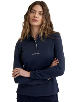 Women Calvin Klein Womens Mila Long Sleeve Polo - Navy