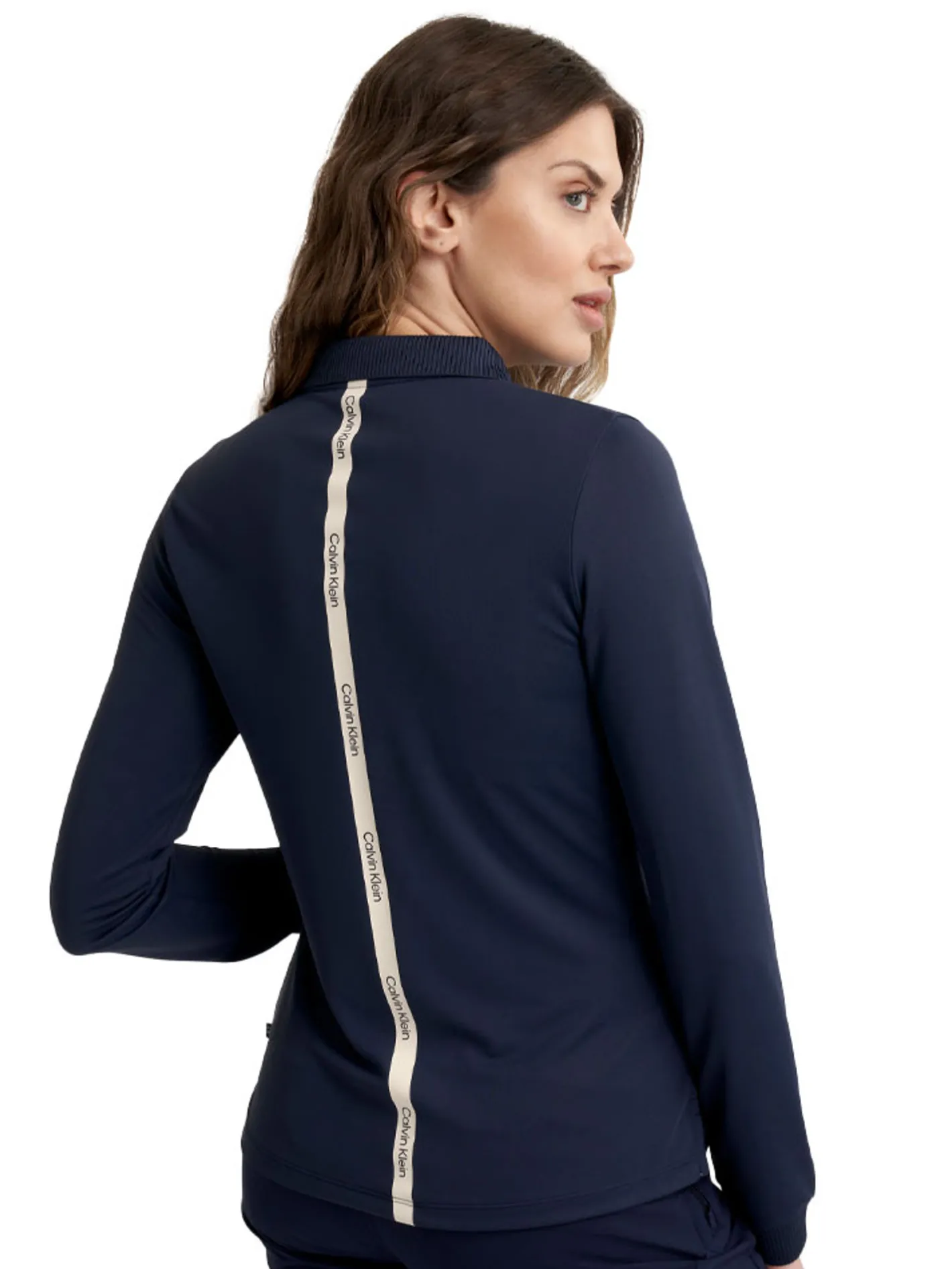 Women Calvin Klein Womens Mila Long Sleeve Polo - Navy
