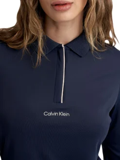 Women Calvin Klein Womens Mila Long Sleeve Polo - Navy