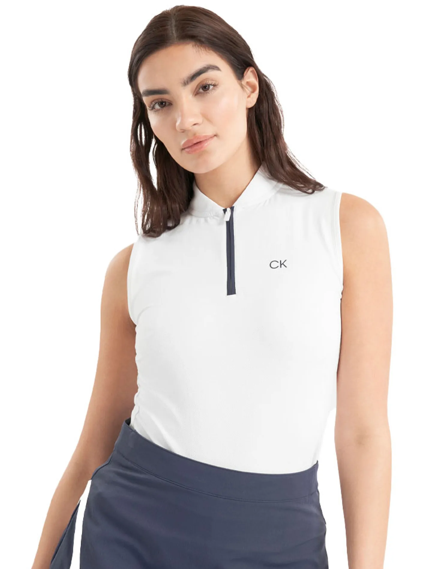 Women Calvin Klein Womens Tattler Sleeveless Mock Neck Top - White