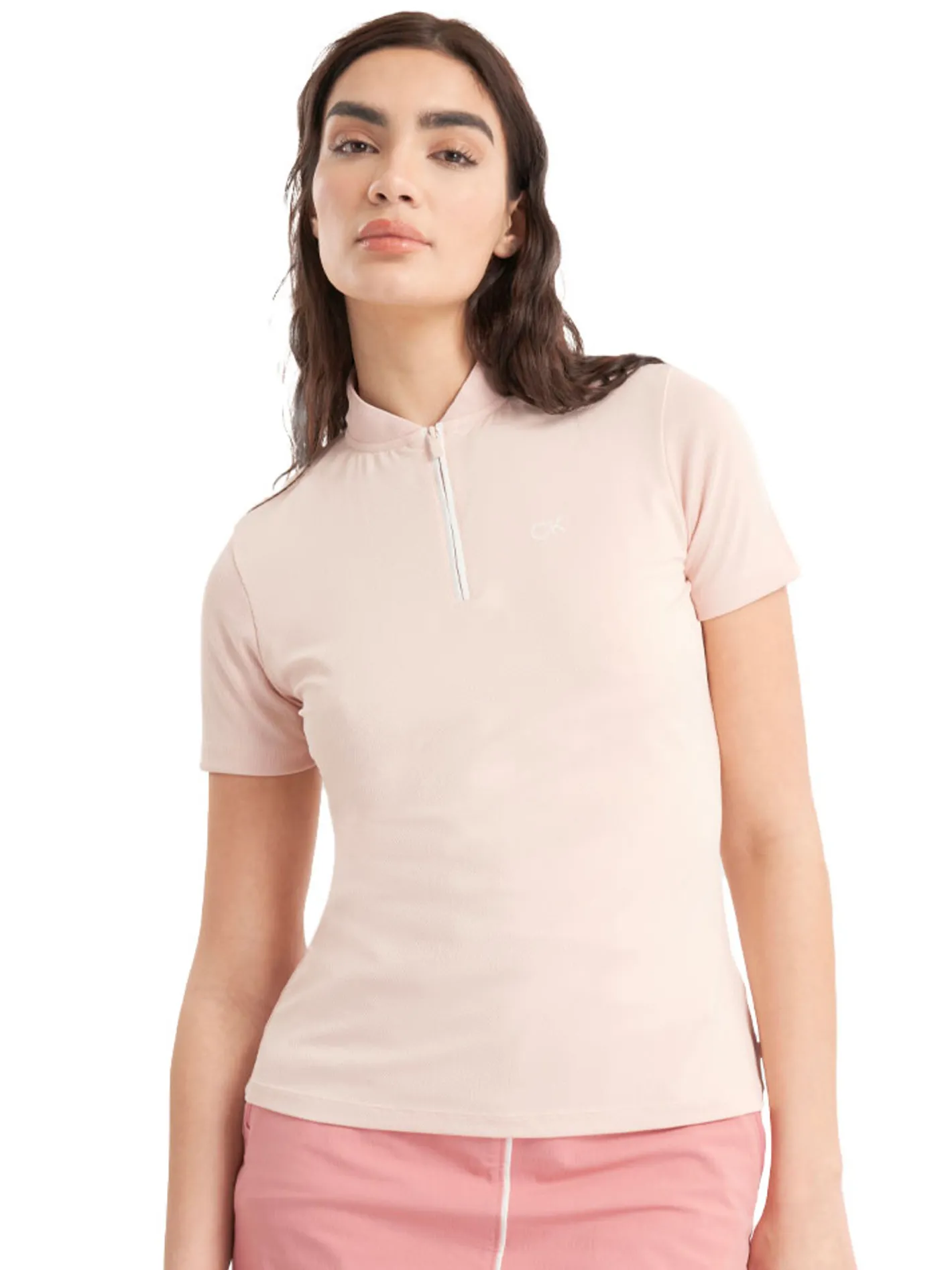 Women Calvin Klein Womens Tattler Mock Neck Top - Shell Pink
