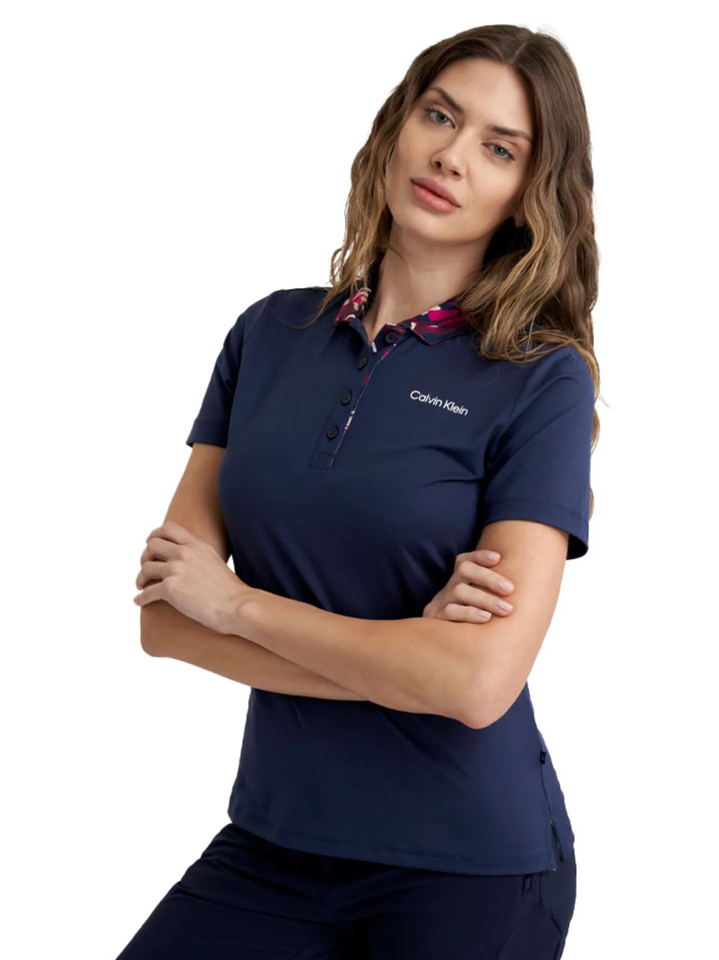 Women Calvin Klein Womens Vesey Short Sleeve Polo - Navy