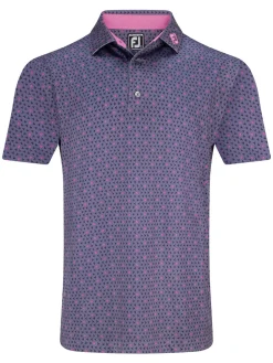 FootJoy Flying Wasp Print Lisle Polo Shirt (Athletic Fit) - Dusk/Black/Pink