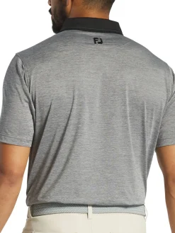 FootJoy Heather Lisle Polo Shirt (Athletic Fit) - Charcoal/Black