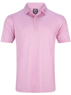 FootJoy Pinwheel Print Lisle Polo Shirt (Athletic Fit) - Pink/White