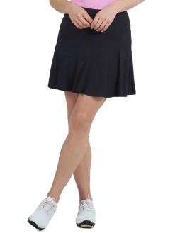 Women IBKUL Solid Flounce Skort (16.25") - Black