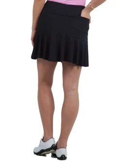 Women IBKUL Solid Flounce Skort (16.25") - Black
