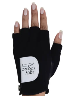 Women Lady Classic Half Glove - Black