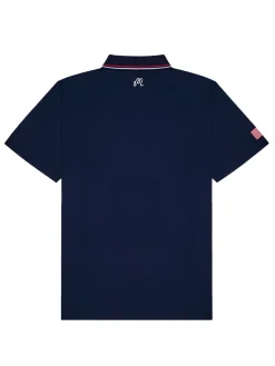 Malbon Eagle Buckets Performance Pique Polo - Navy