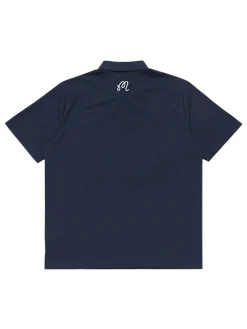 Malbon Evergreen Tiger Buckets Performance Pique Polo - Navy