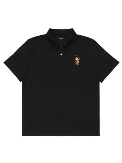 Malbon Evergreen Tiger Buckets Performance Pique Polo - Black