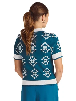 Women Malbon Womens Lucia Quarter Zip Polo - Ocean Multi
