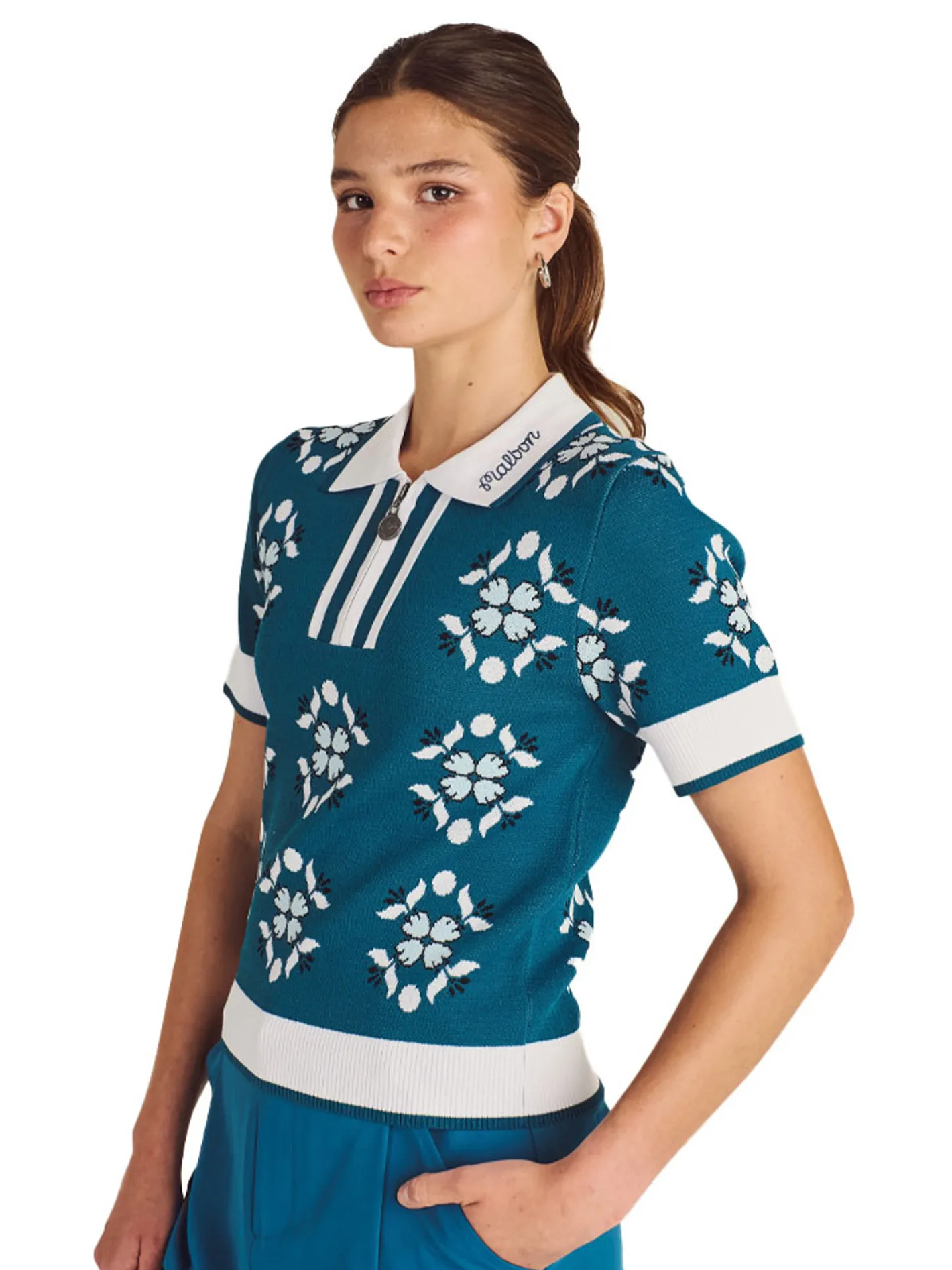 Women Malbon Womens Lucia Quarter Zip Polo - Ocean Multi
