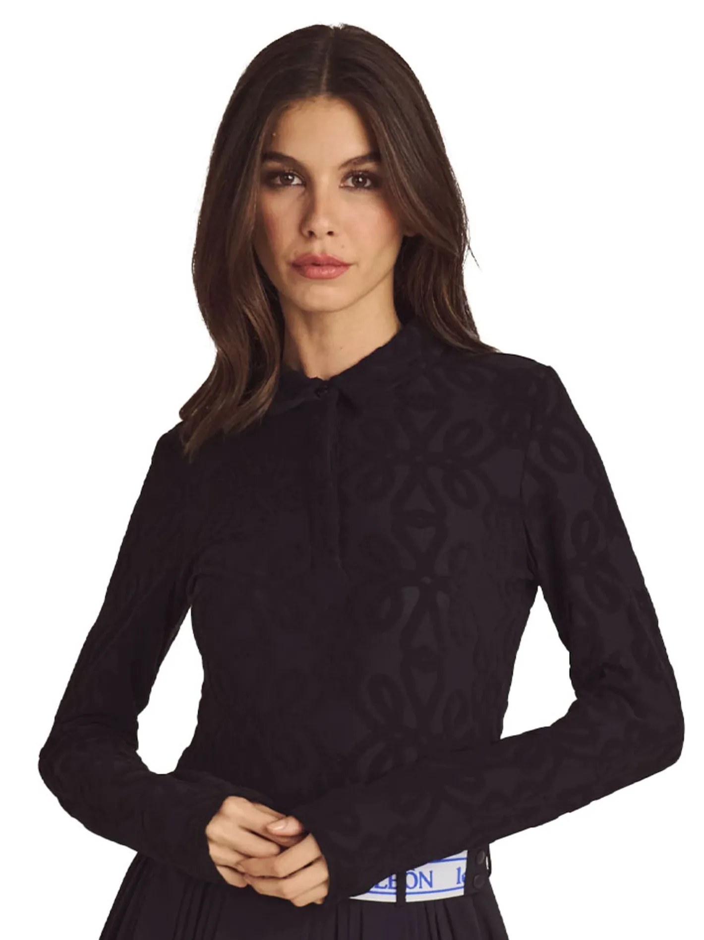 Women Malbon Womens Sophie Long Sleeve Polo - Black