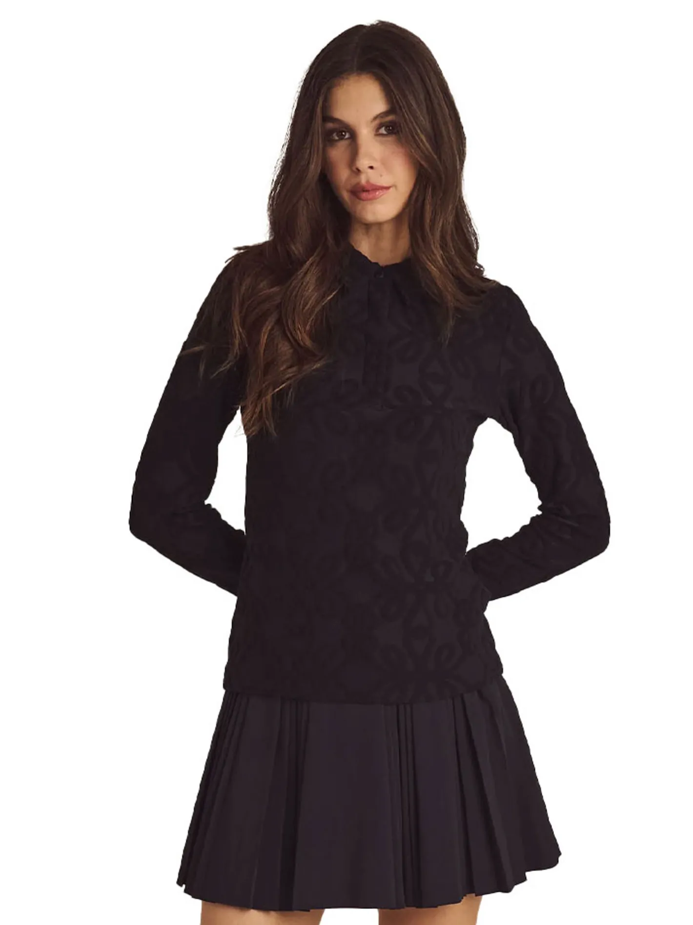 Women Malbon Womens Sophie Long Sleeve Polo - Black