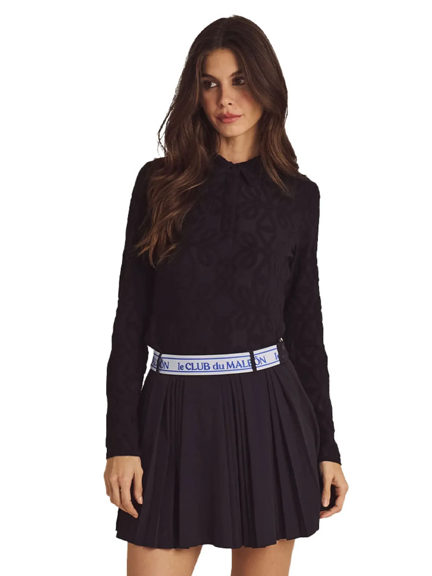 Women Malbon Womens Sophie Long Sleeve Polo - Black