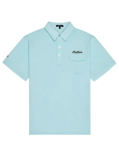 Malbon x Jesper Parnevik Single Pocket Mercerized Cotton Jersey Polo - Aqua Blue
