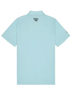 Malbon x Jesper Parnevik Single Pocket Mercerized Cotton Jersey Polo - Aqua Blue