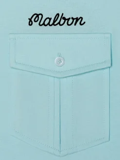 Malbon x Jesper Parnevik Single Pocket Mercerized Cotton Jersey Polo - Aqua Blue